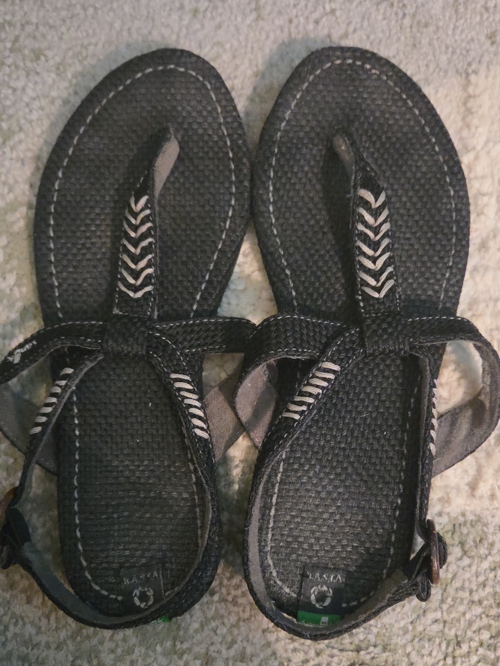 Sanuk Black Braided-Accent Women's Sandals